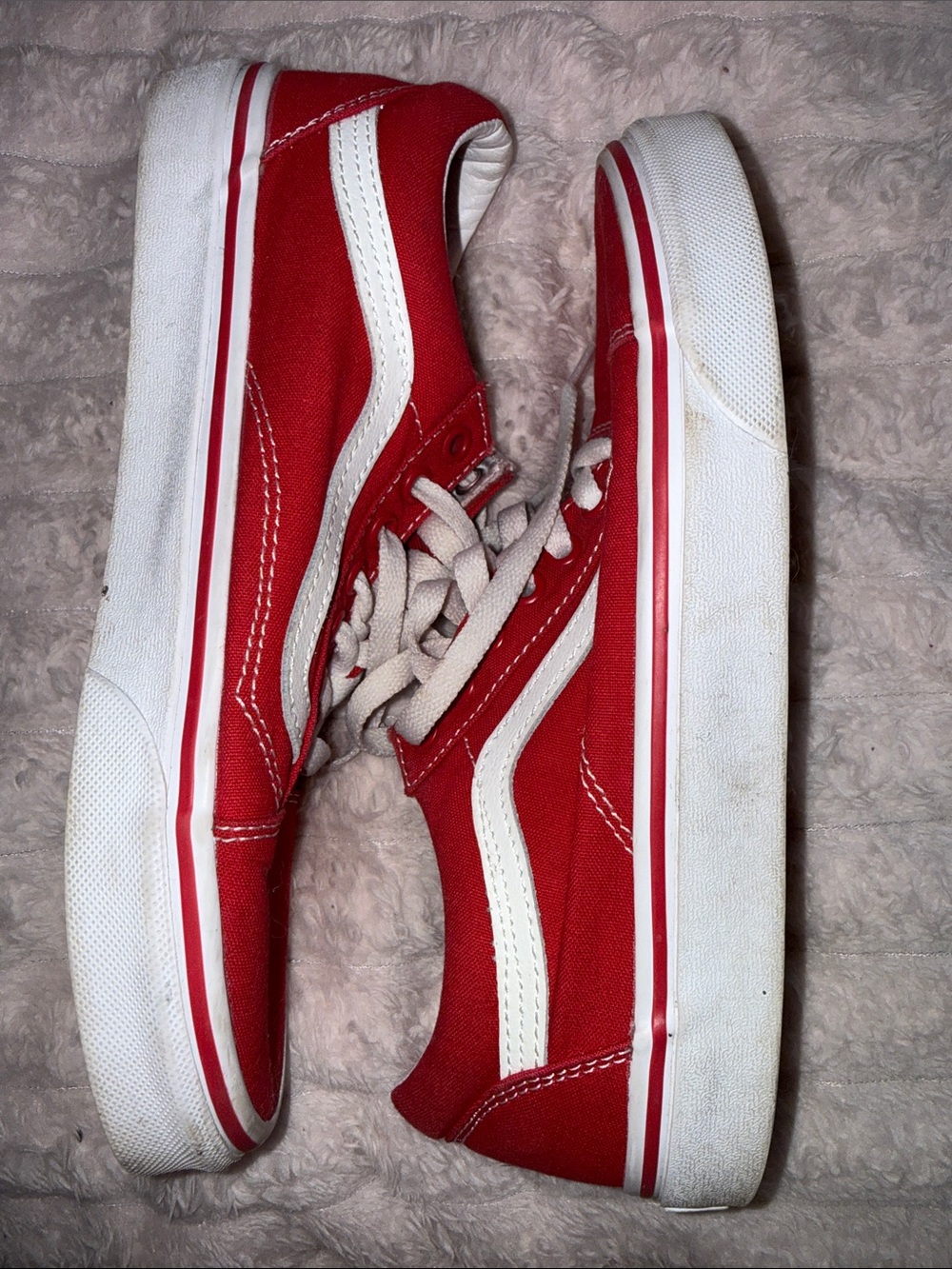 VANS Red Sneakers with White Stripe